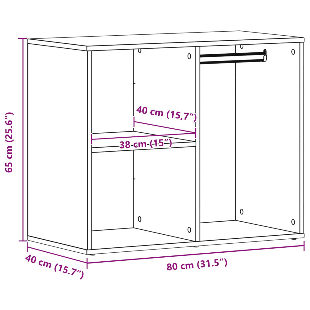 Produktbild för Kosmetisk skåp Svart Ek 80 x 40 x 65 cm Konstruerat trä