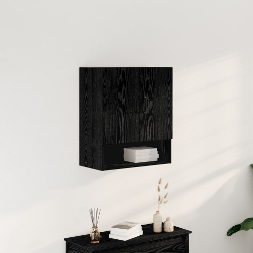 vidaXL Väggskåp Väggmonterad Svart Ek 60 x 30 x 70 cm Konstruerat trä