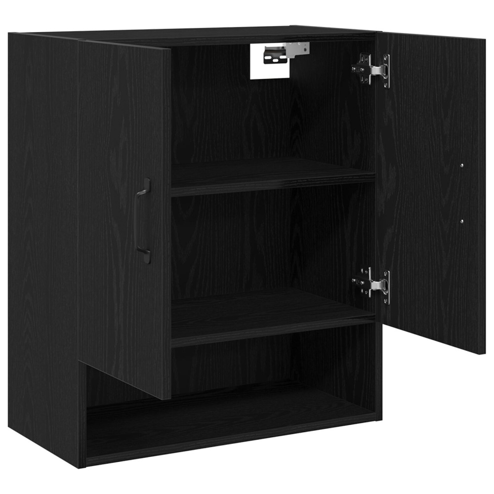 Produktbild för Väggskåp Väggmonterad Svart Ek 60 x 30 x 70 cm Konstruerat trä