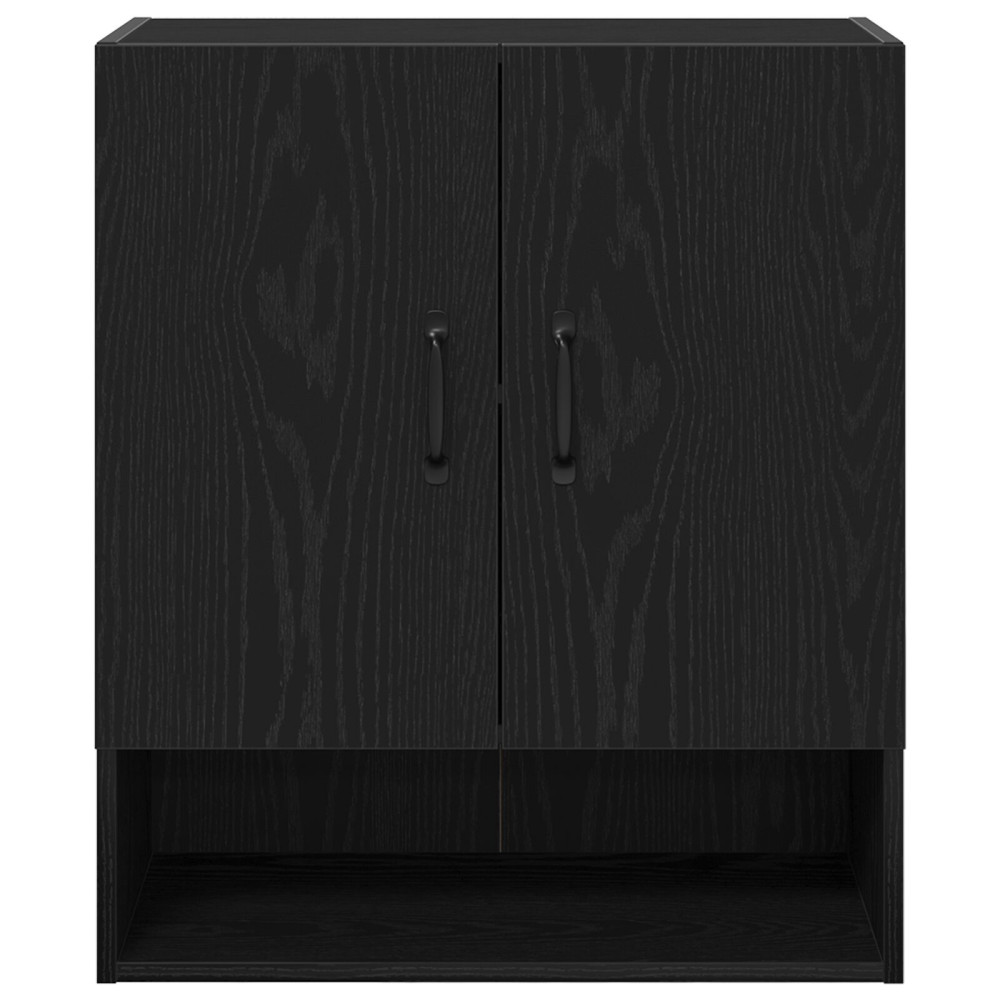 Produktbild för Väggskåp Väggmonterad Svart Ek 60 x 30 x 70 cm Konstruerat trä