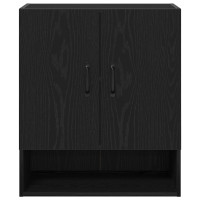 Produktbild för Väggskåp Väggmonterad Svart Ek 60 x 30 x 70 cm Konstruerat trä