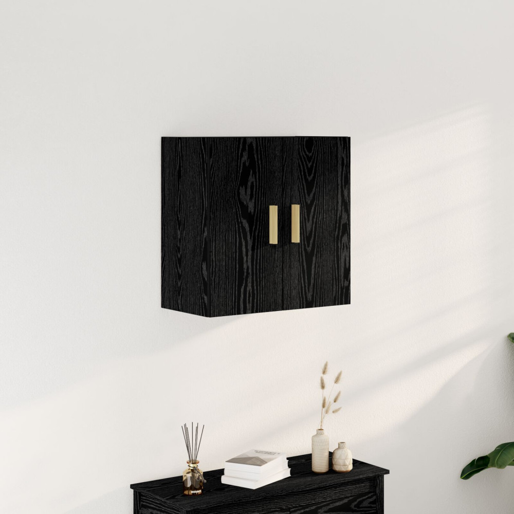 Produktbild för Väggskåp Väggmonterad Svart Ek 60 x 30 x 60 cm Konstruerat trä