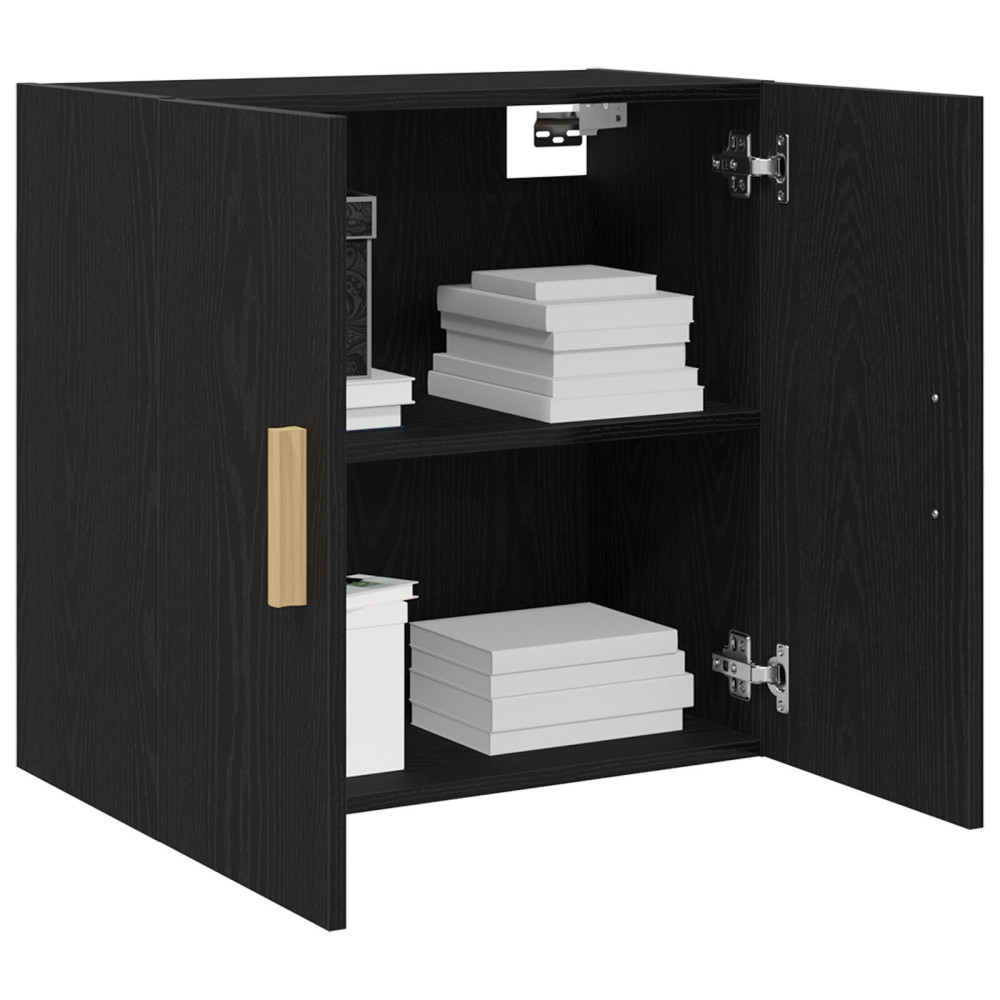 Produktbild för Väggskåp Väggmonterad Svart Ek 60 x 30 x 60 cm Konstruerat trä