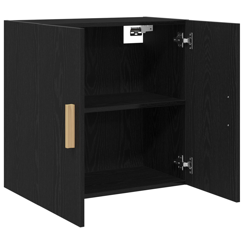 Produktbild för Väggskåp Väggmonterad Svart Ek 60 x 30 x 60 cm Konstruerat trä