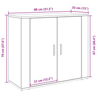 Produktbild för Sideboard Svart Ek 80 x 33 x 70 cm Konstruerat trä