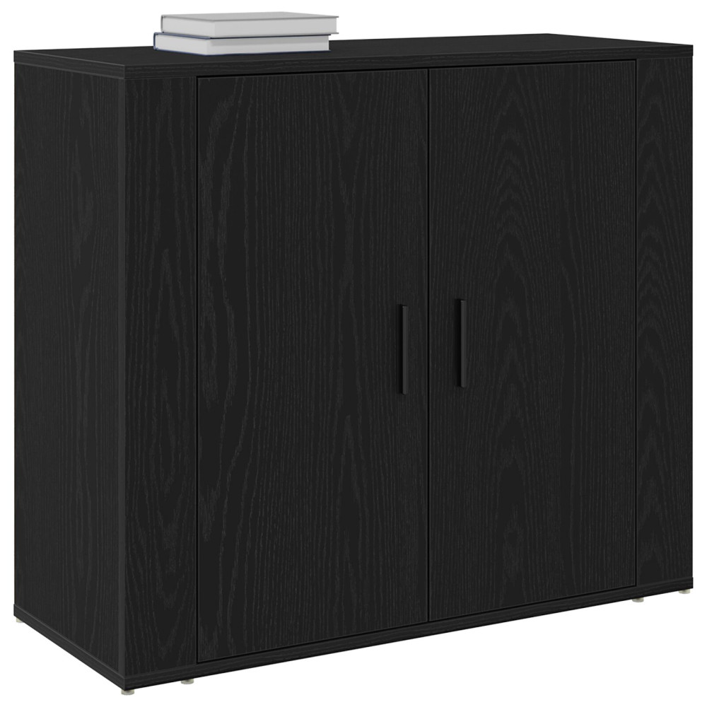 Produktbild för Sideboard Svart Ek 80 x 33 x 70 cm Konstruerat trä