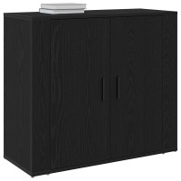 Produktbild för Sideboard Svart Ek 80 x 33 x 70 cm Konstruerat trä