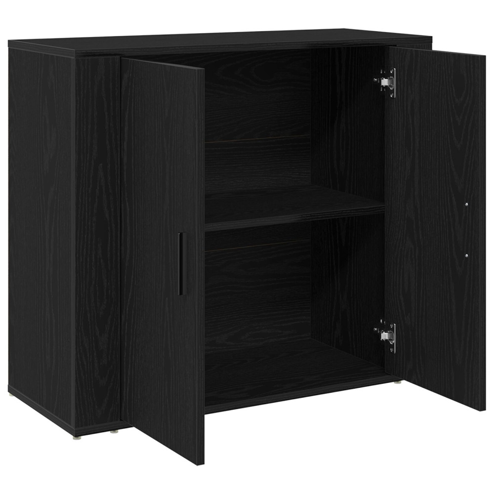 Produktbild för Sideboard Svart Ek 80 x 33 x 70 cm Konstruerat trä