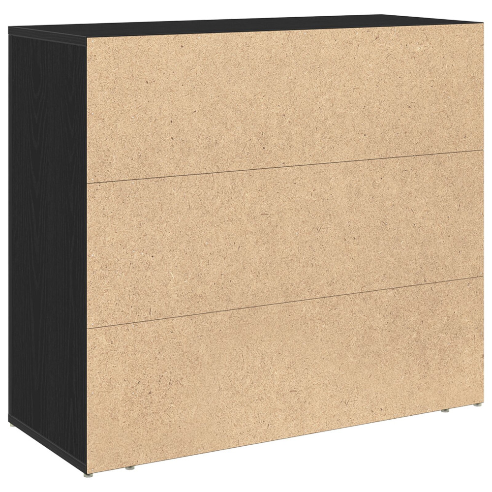 Produktbild för Sideboard Svart Ek 80 x 33 x 70 cm Konstruerat trä