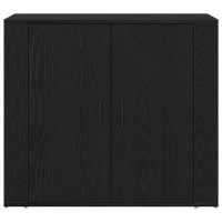 Produktbild för Sideboard Svart Ek 80 x 33 x 70 cm Konstruerat trä