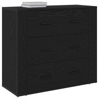 Produktbild för Sideboard med låda Svart Ek 80 x 33 x 70 cm Konstruerat trä