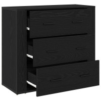 Produktbild för Sideboard med låda Svart Ek 80 x 33 x 70 cm Konstruerat trä