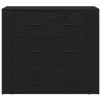 Produktbild för Sideboard med låda Svart Ek 80 x 33 x 70 cm Konstruerat trä