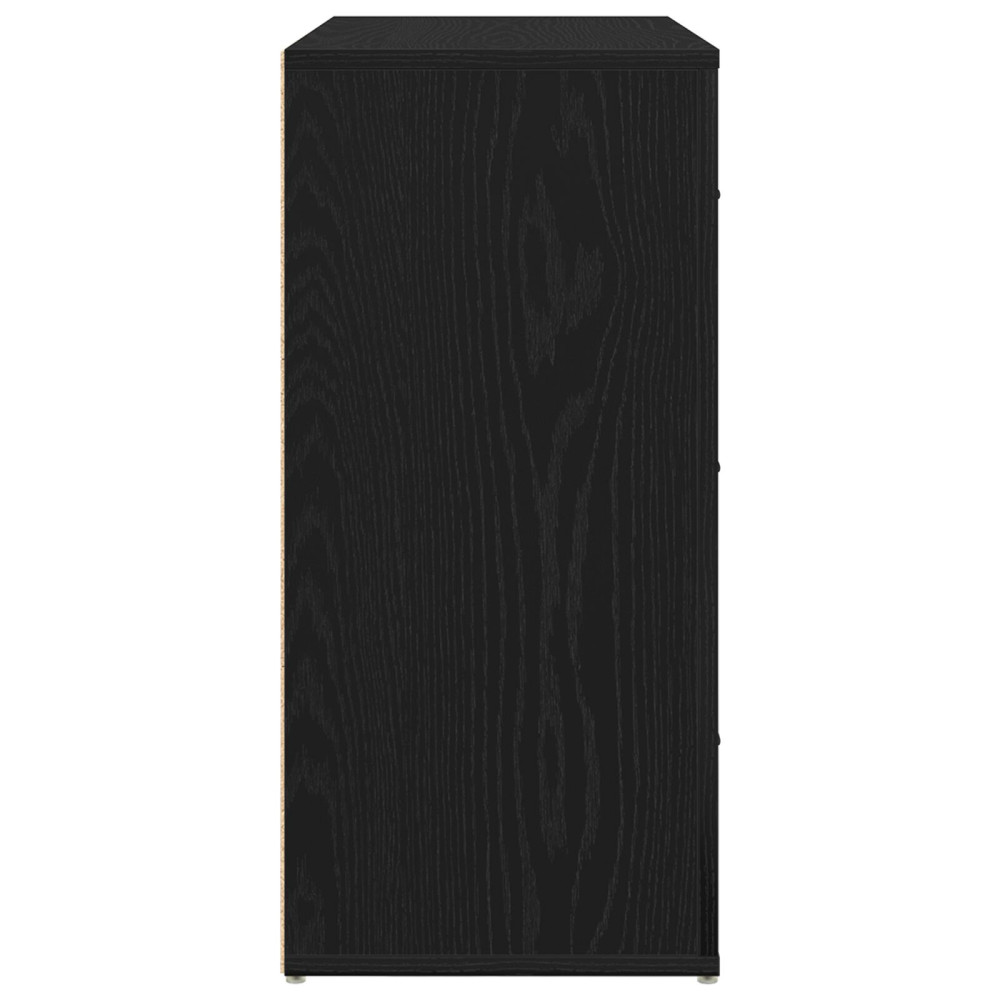 Produktbild för Sideboard med låda Svart Ek 80 x 33 x 70 cm Konstruerat trä