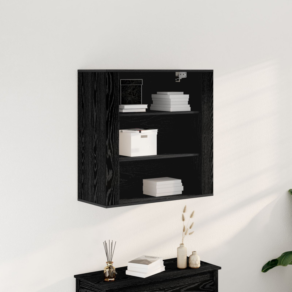 Produktbild för Väggskåp med hylla Svart Ek 80 x 33 x 80 cm Konstruerat trä