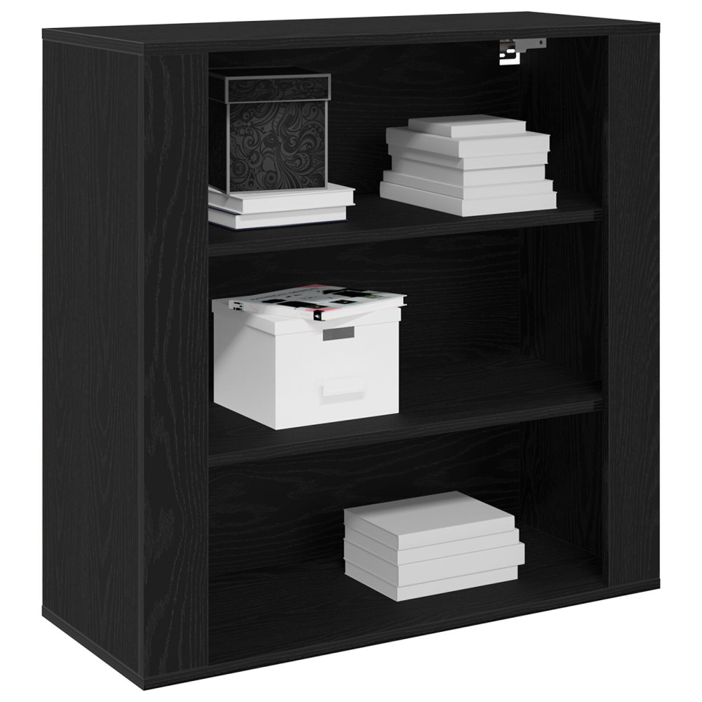 Produktbild för Väggskåp med hylla Svart Ek 80 x 33 x 80 cm Konstruerat trä