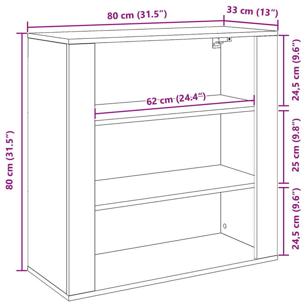 Produktbild för Väggskåp med hylla Svart Ek 80 x 33 x 80 cm Konstruerat trä