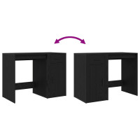 Produktbild för Skrivbord med låda Svart Ek 100 x 49 x 74 cm Konstruerat trä