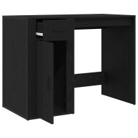 Produktbild för Skrivbord med låda Svart Ek 100 x 49 x 74 cm Konstruerat trä