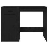 Produktbild för Skrivbord med låda Svart Ek 100 x 49 x 74 cm Konstruerat trä