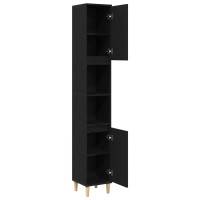 Produktbild för Badrumsskåp med hylla Svart Ek 30 x 30 x 190 cm Konstruerat trä