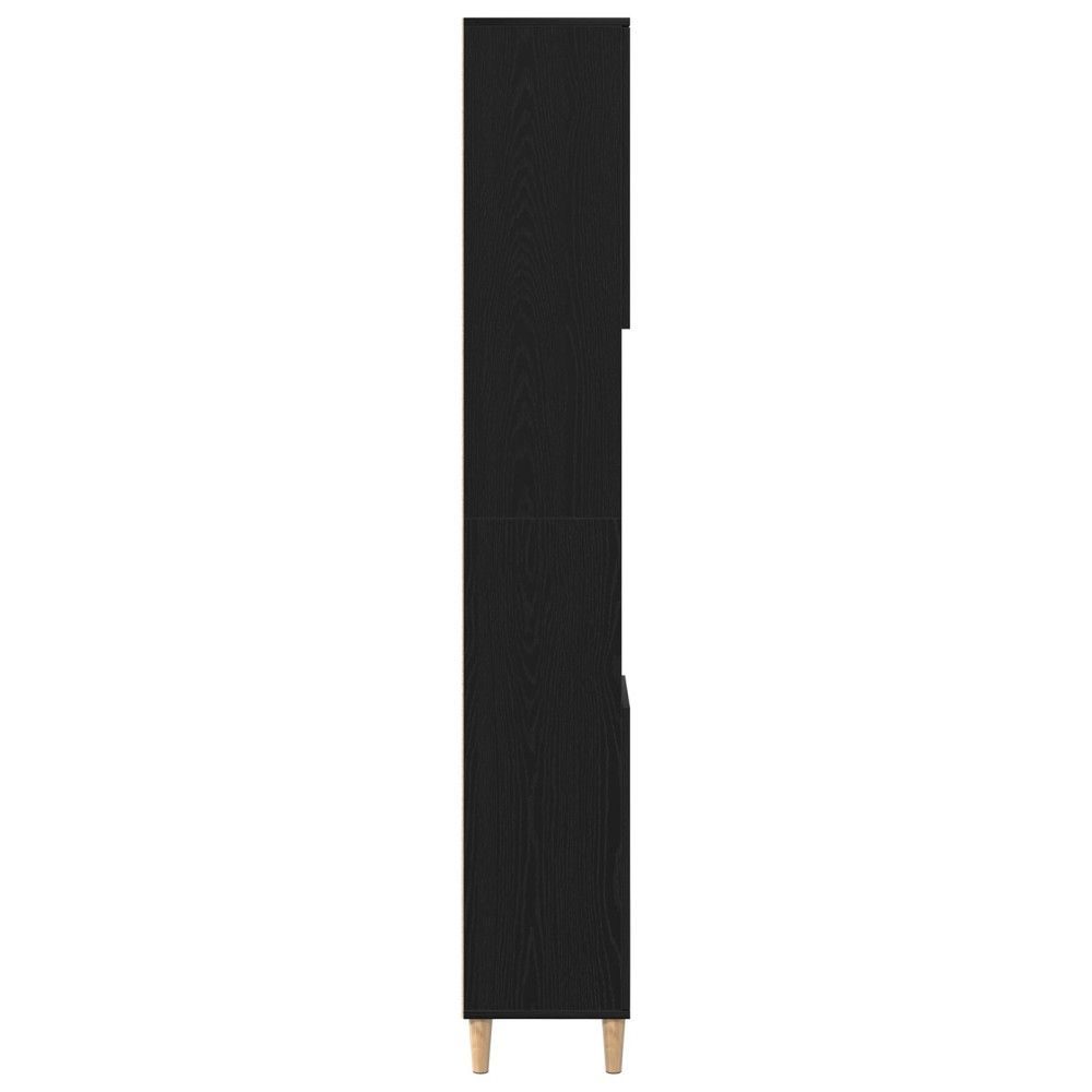 Produktbild för Badrumsskåp med hylla Svart Ek 30 x 30 x 190 cm Konstruerat trä