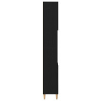 Produktbild för Badrumsskåp med hylla Svart Ek 30 x 30 x 190 cm Konstruerat trä