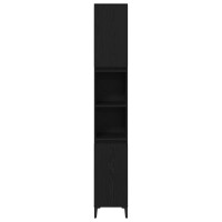 Produktbild för Badrumsskåp med hylla Svart Ek 30 x 30 x 190 cm Konstruerat trä
