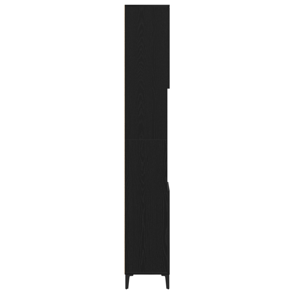 Produktbild för Badrumsskåp med hylla Svart Ek 30 x 30 x 190 cm Konstruerat trä