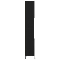 Produktbild för Badrumsskåp med hylla Svart Ek 30 x 30 x 190 cm Konstruerat trä