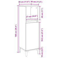 Produktbild för Badrumsskåp med hylla Svart Ek 30 x 30 x 100 cm Konstruerat trä