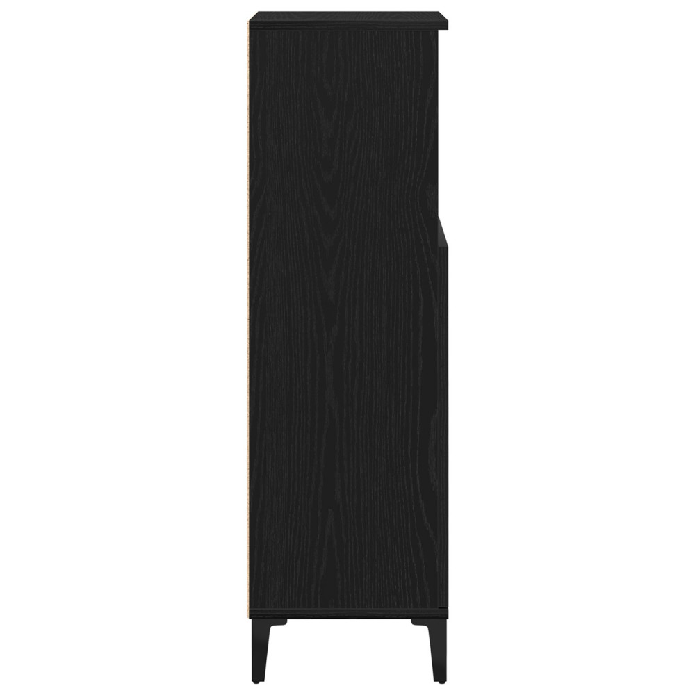 Produktbild för Badrumsskåp med hylla Svart Ek 30 x 30 x 100 cm Konstruerat trä
