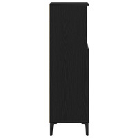 Produktbild för Badrumsskåp med hylla Svart Ek 30 x 30 x 100 cm Konstruerat trä