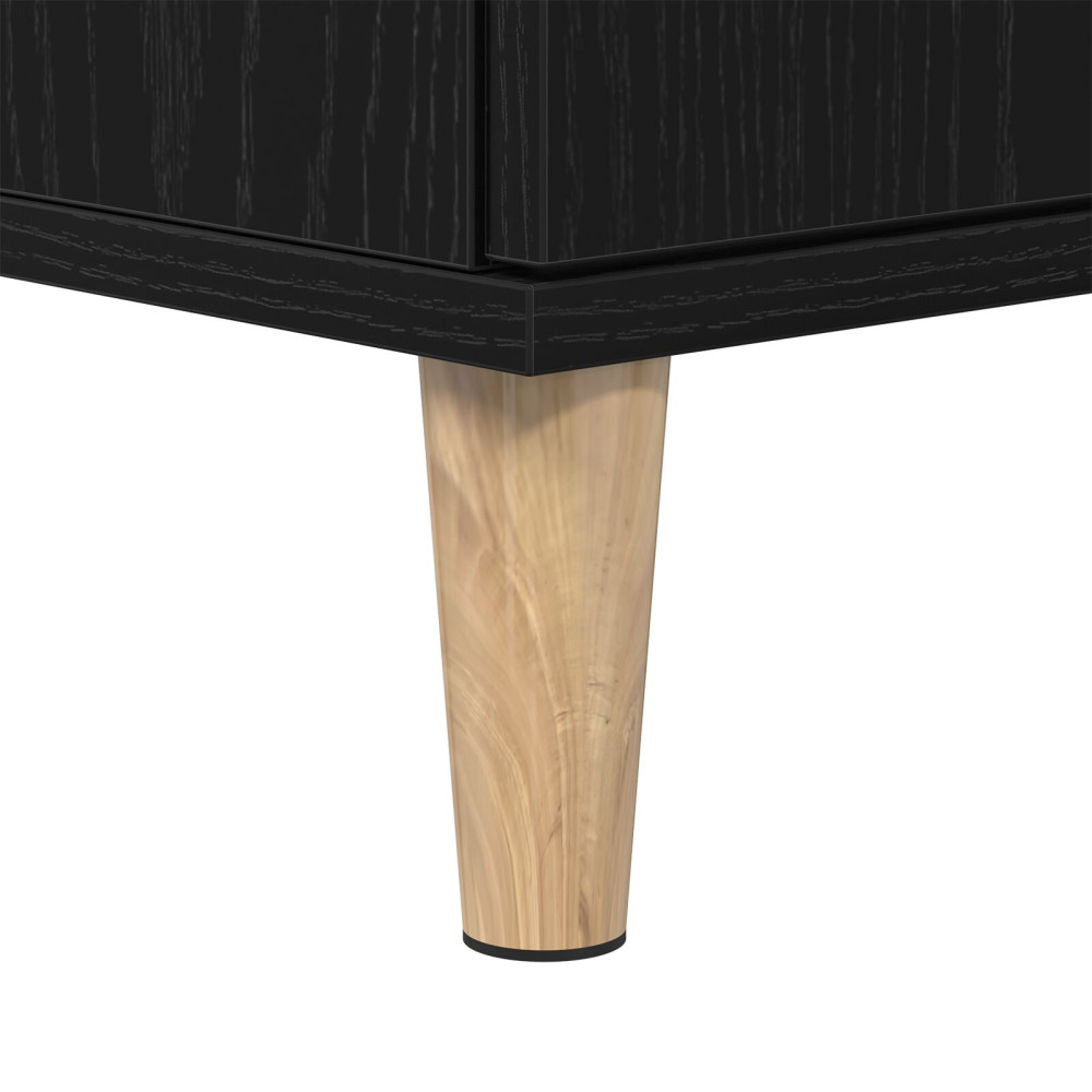 Produktbild för Badrumsskåp med handfat med hylla Svart Ek 58 x 33 x 60 cm