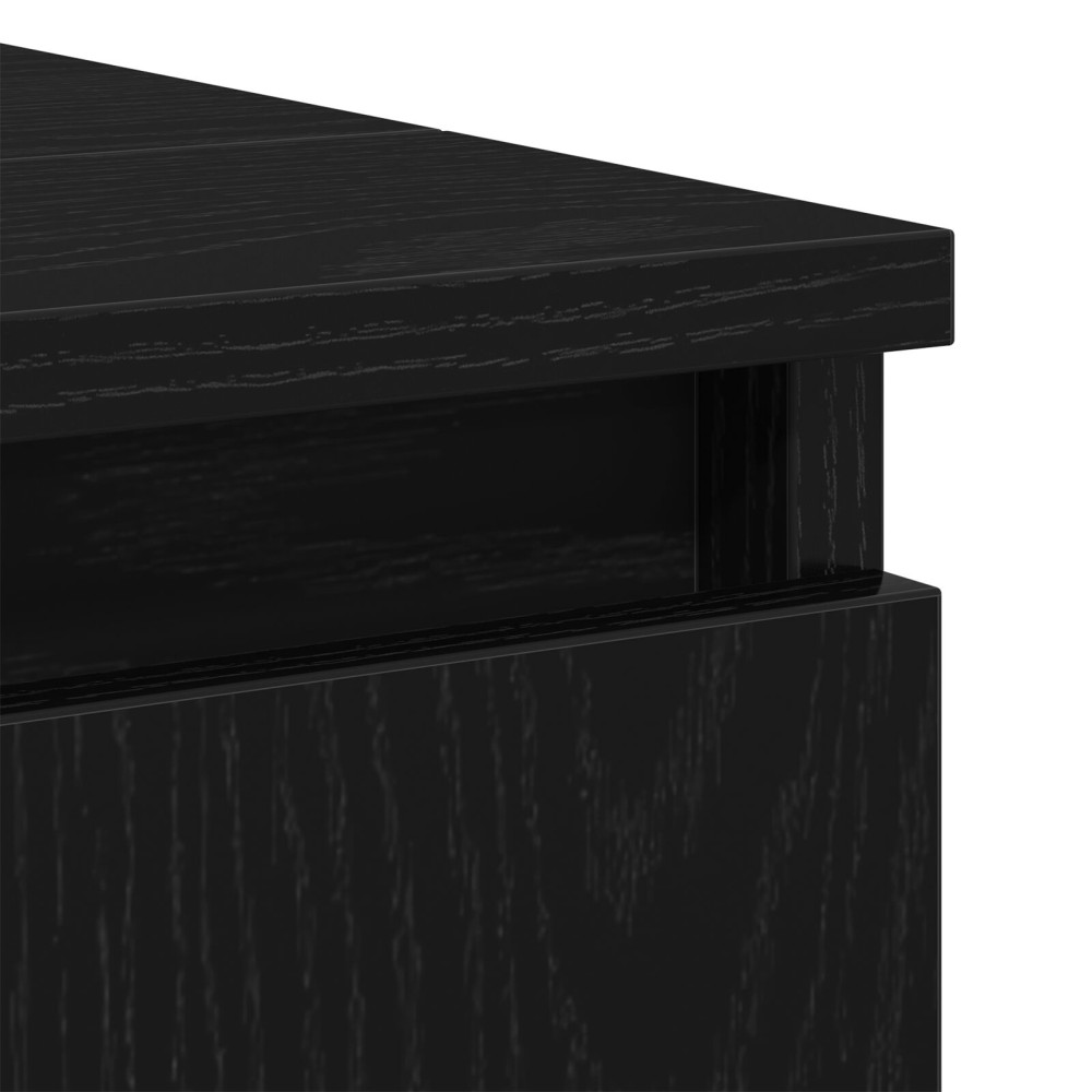 Produktbild för Badrumsskåp med handfat med hylla Svart Ek 58 x 33 x 60 cm