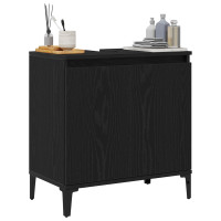 Produktbild för Badrumsskåp med handfat med hylla Svart Ek 58 x 33 x 60 cm