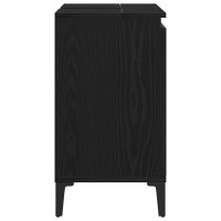 Produktbild för Badrumsskåp med handfat med hylla Svart Ek 58 x 33 x 60 cm