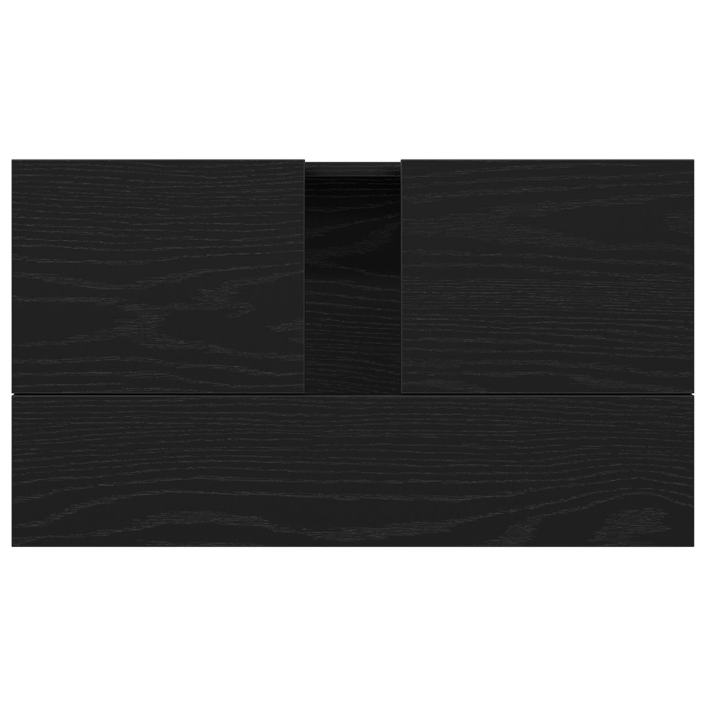 Produktbild för Badrumsskåp med handfat med hylla Svart Ek 58 x 33 x 60 cm