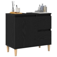Produktbild för Badrumsskåp med låda Svart Ek 65 x 33 x 60 cm Konstruerat trä