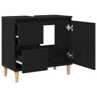 Produktbild för Badrumsskåp med låda Svart Ek 65 x 33 x 60 cm Konstruerat trä