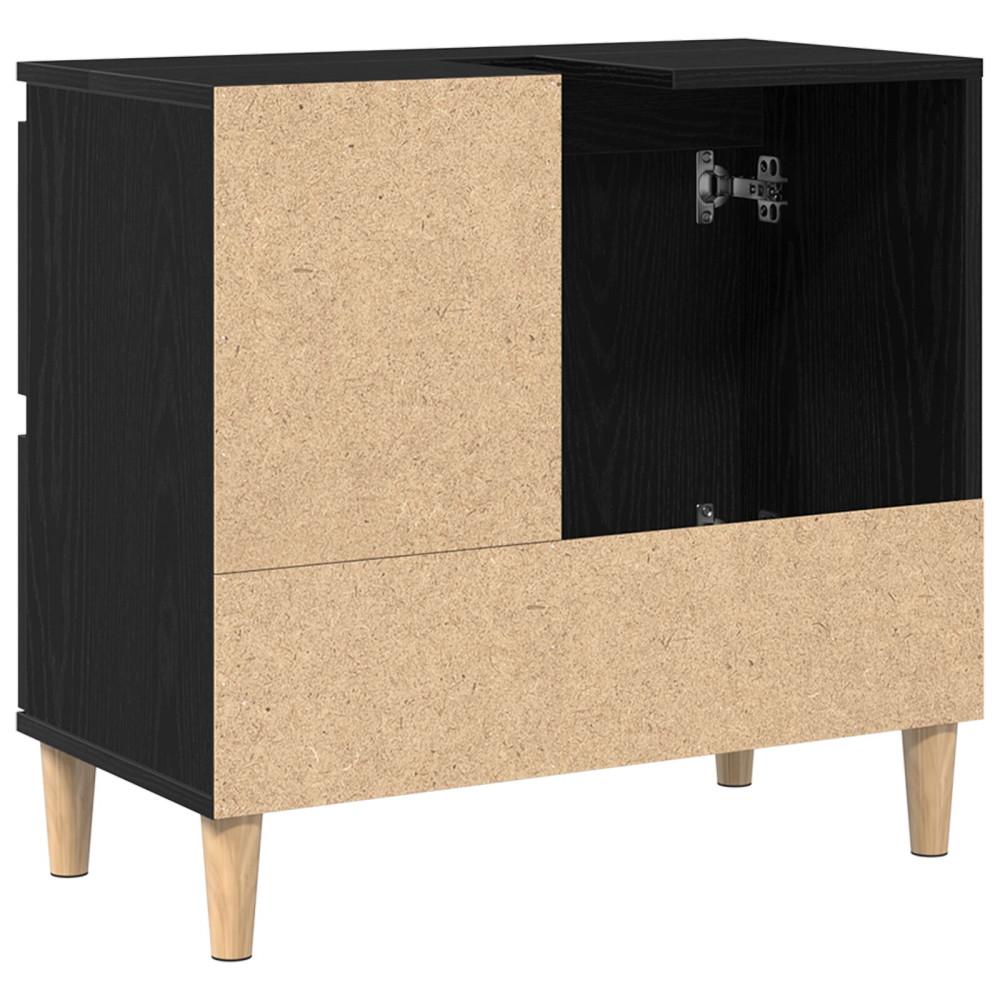 Produktbild för Badrumsskåp med låda Svart Ek 65 x 33 x 60 cm Konstruerat trä