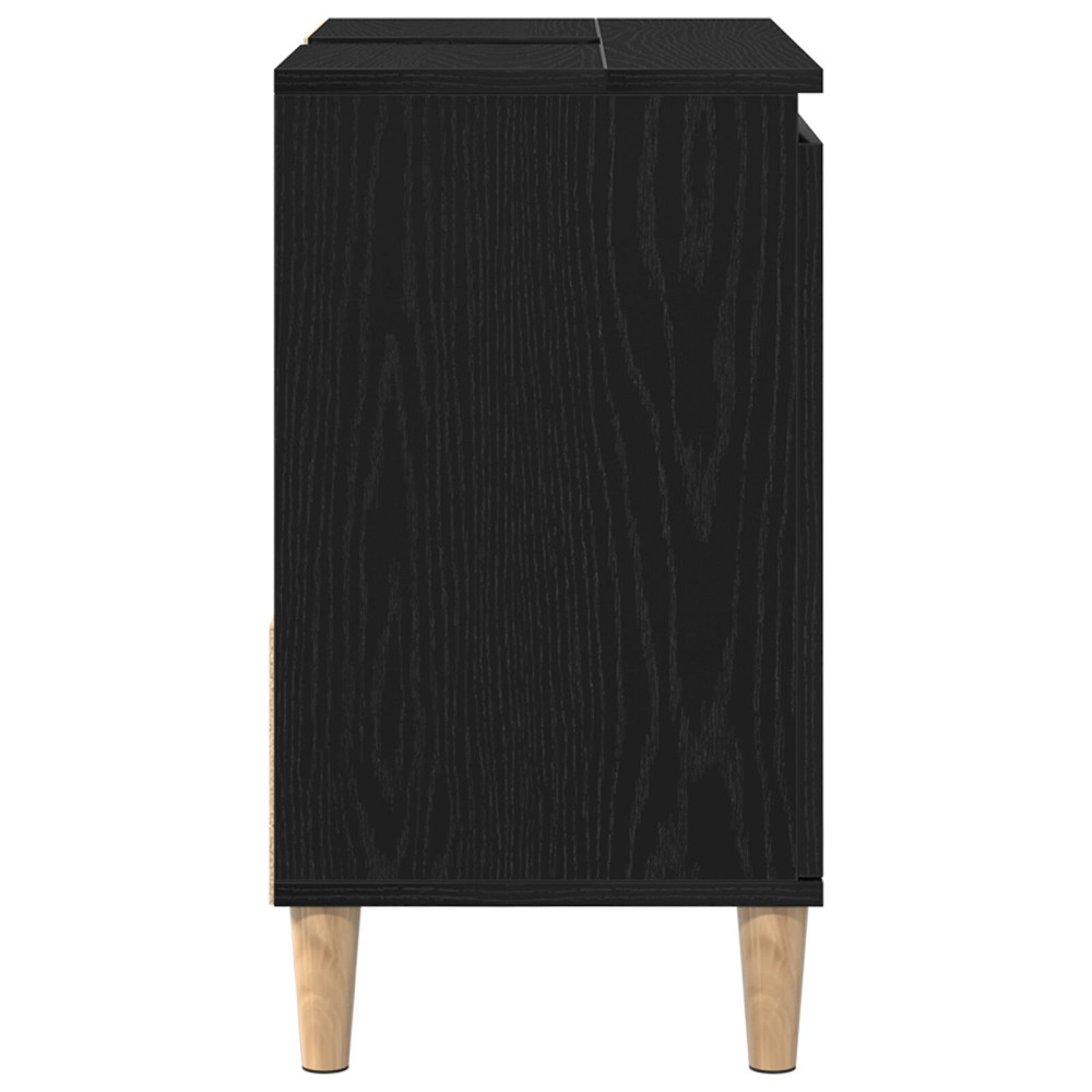 Produktbild för Badrumsskåp med låda Svart Ek 65 x 33 x 60 cm Konstruerat trä