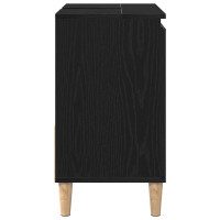 Produktbild för Badrumsskåp med låda Svart Ek 65 x 33 x 60 cm Konstruerat trä