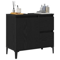Produktbild för Badrumsskåp med låda Svart Ek 65 x 33 x 60 cm Konstruerat trä