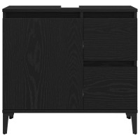 Produktbild för Badrumsskåp med låda Svart Ek 65 x 33 x 60 cm Konstruerat trä