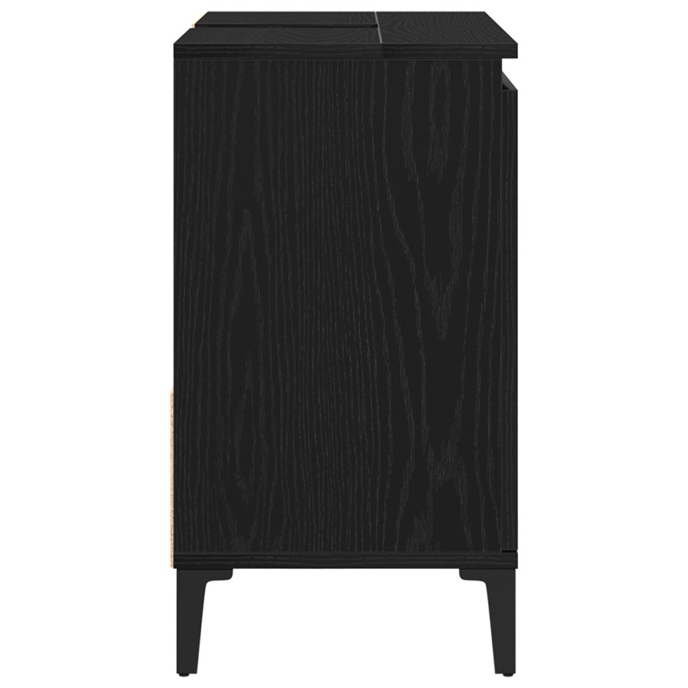 Produktbild för Badrumsskåp med låda Svart Ek 65 x 33 x 60 cm Konstruerat trä