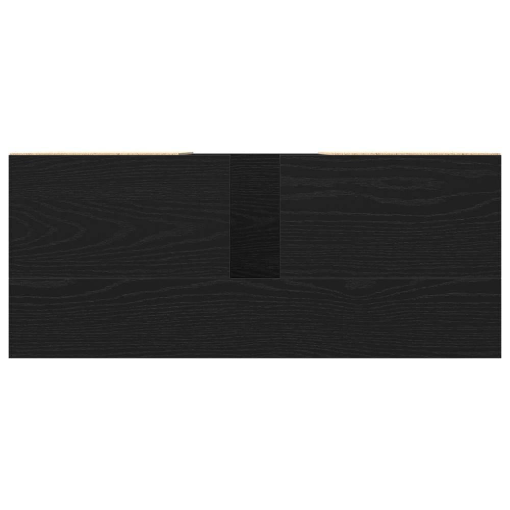 Produktbild för Badrumsskåp med handfat med låda Svart Ek 80 x 33 x 60 cm