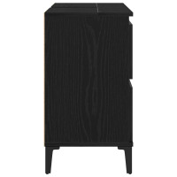 Produktbild för Badrumsskåp med handfat med låda Svart Ek 80 x 33 x 60 cm