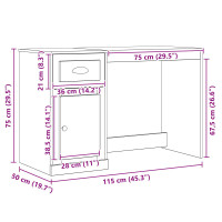 Produktbild för Skrivbord med låda Gammalt trä 50 x 115 x 75 cm Konstruerat trä