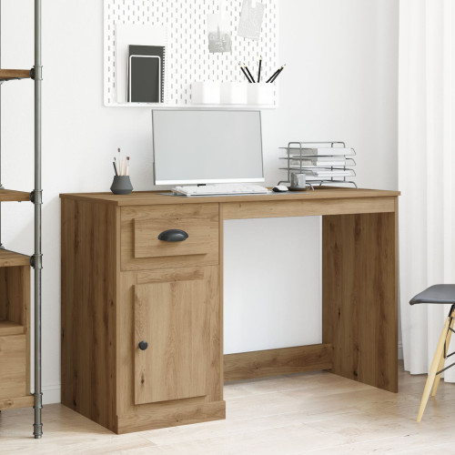 vidaXL Skrivbord med låda Artisan Ek 50 x 115 x 75 cm Konstruerat trä